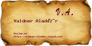 Valdner Aladár névjegykártya